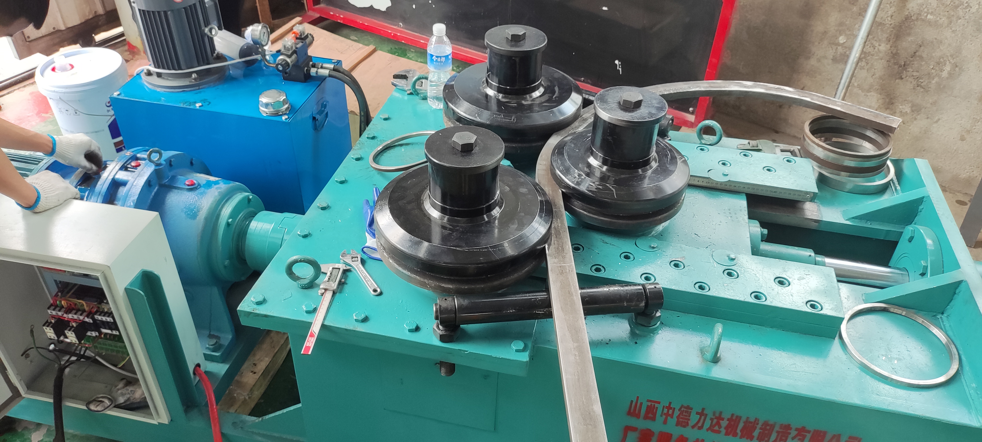 50扁钢卷圆机器 卧式三辊型材卷圆机