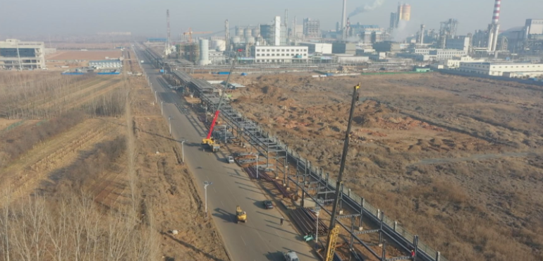 宁阳经济开发区化工产业园公用管廊项目主管廊主体工程顺利完工