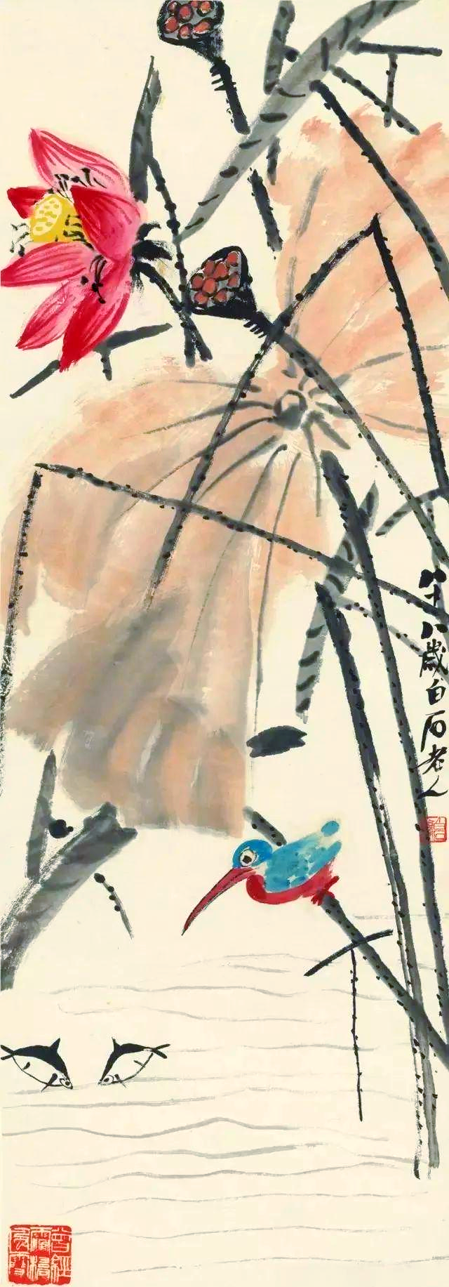 齐白石的多幅高清作品欣赏,展现花鸟画的独特魅力