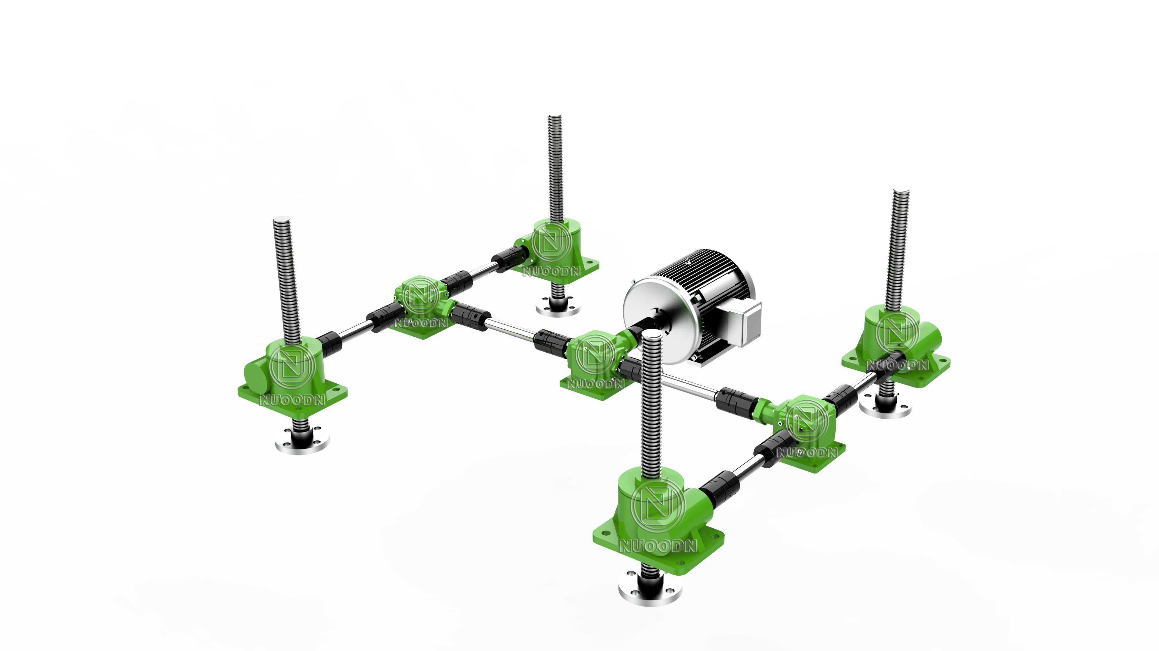 四台蜗轮丝杆升降机联动安装方式