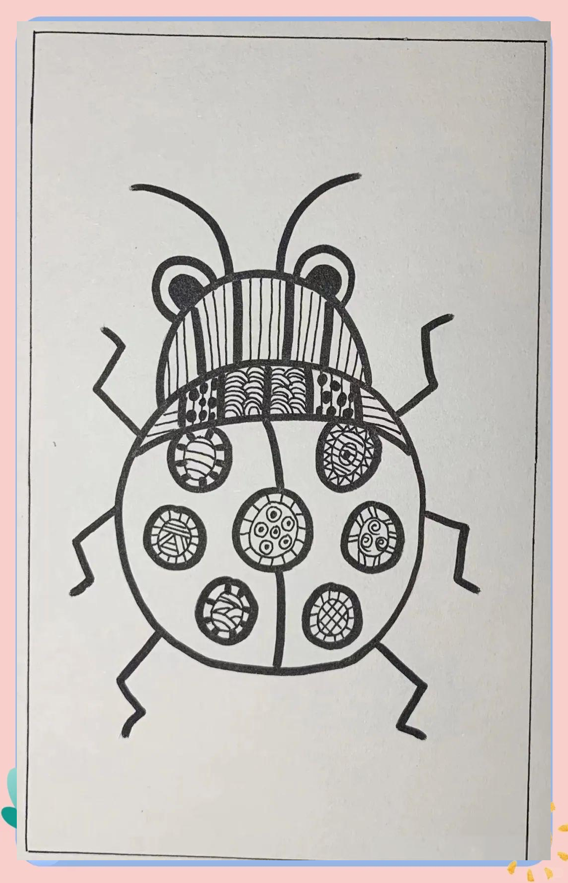 彩色线描七星瓢虫的绘画方法