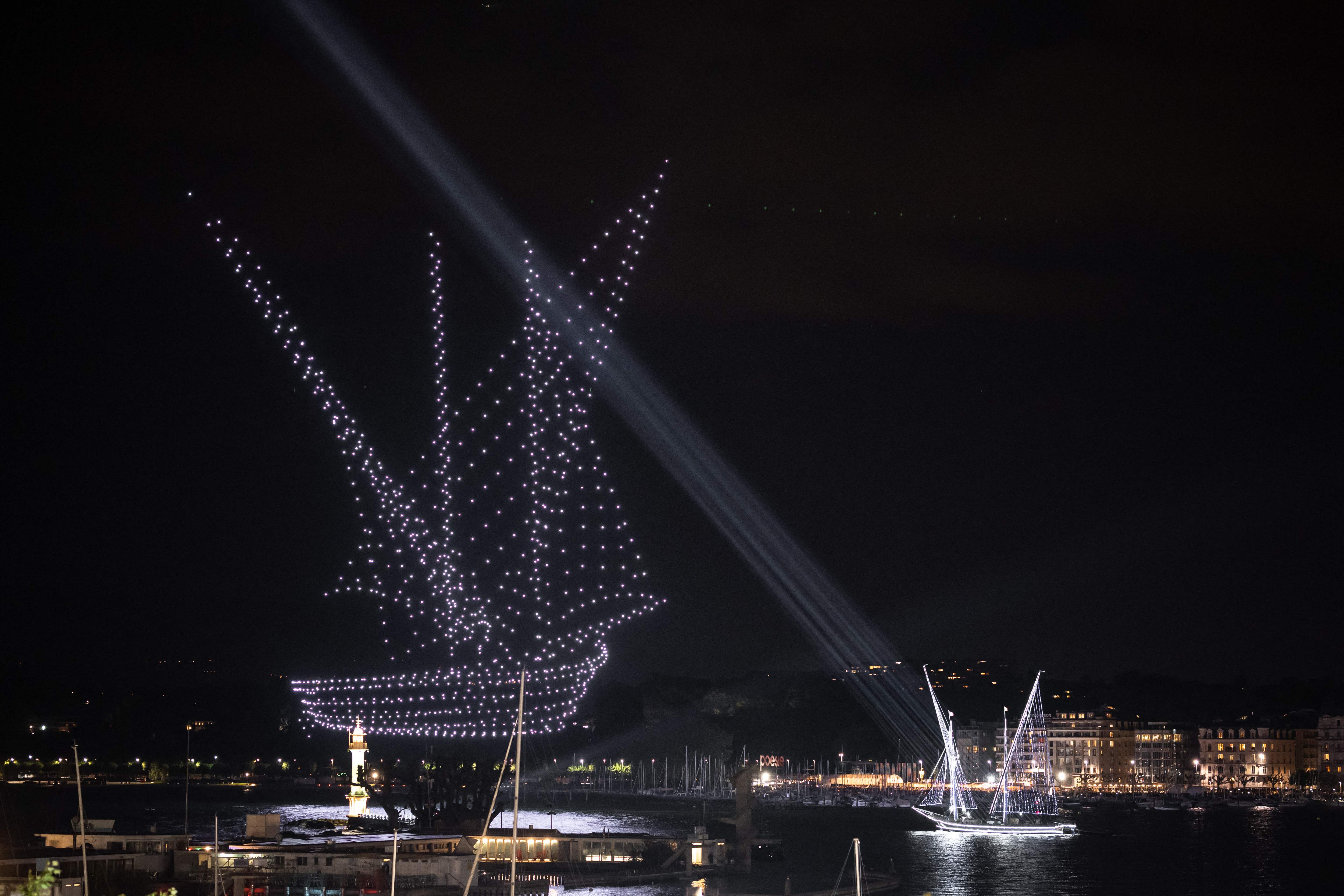 日内瓦的无人机灯光秀