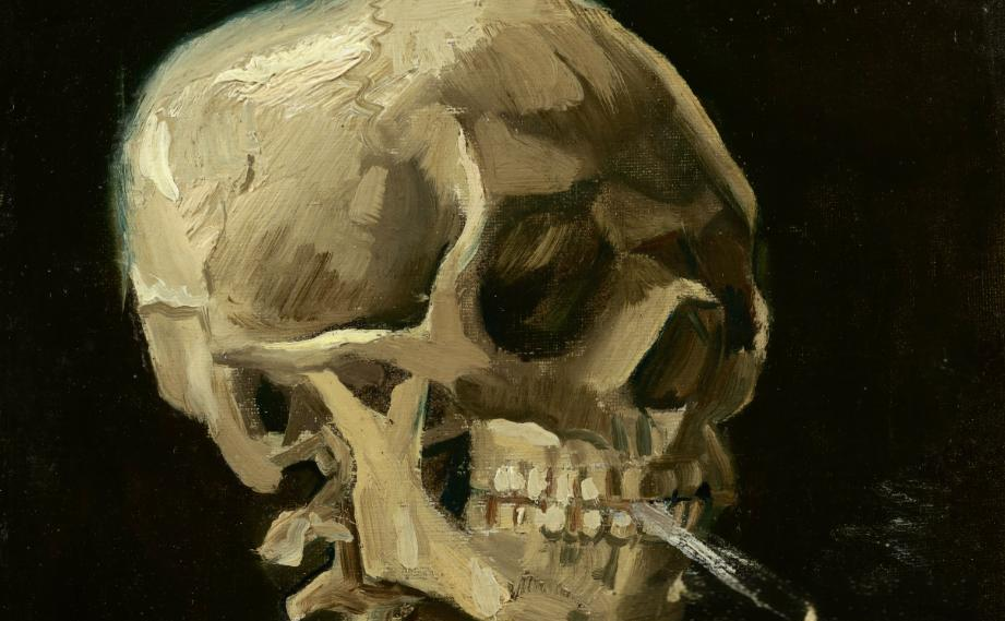 梵高油画《叼烟的骷髅》高清细节与创作背景探秘