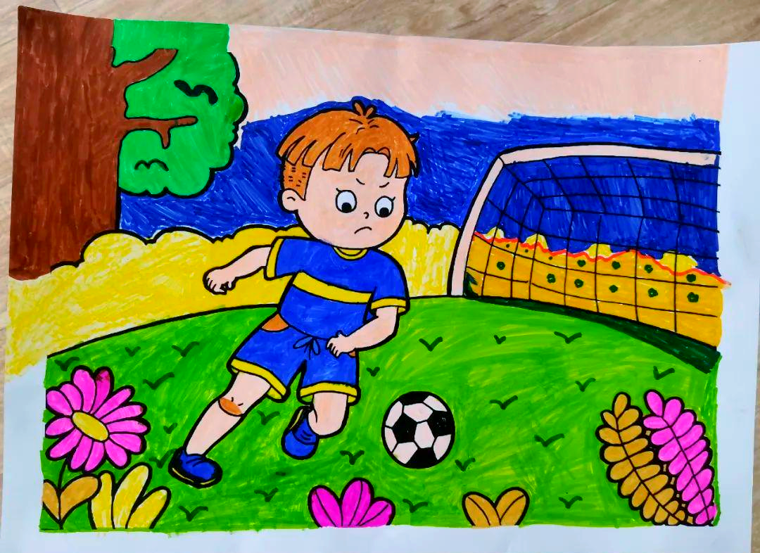 北塘实验小学学生足球绘画作品集,展现足球魅力与校园足球文化
