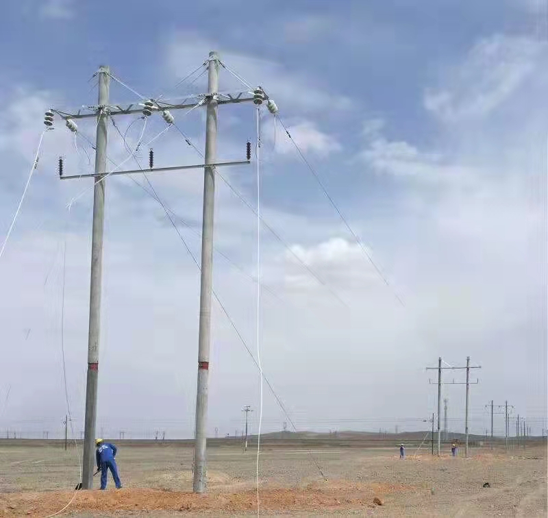 风电场门型水泥电杆展示中