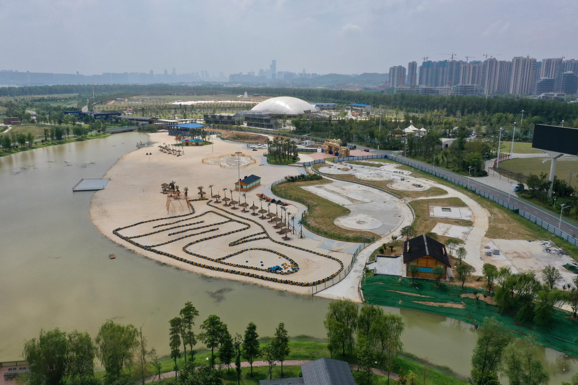 长沙月亮岛沙滩公园基本完工,预计明年对市民开放