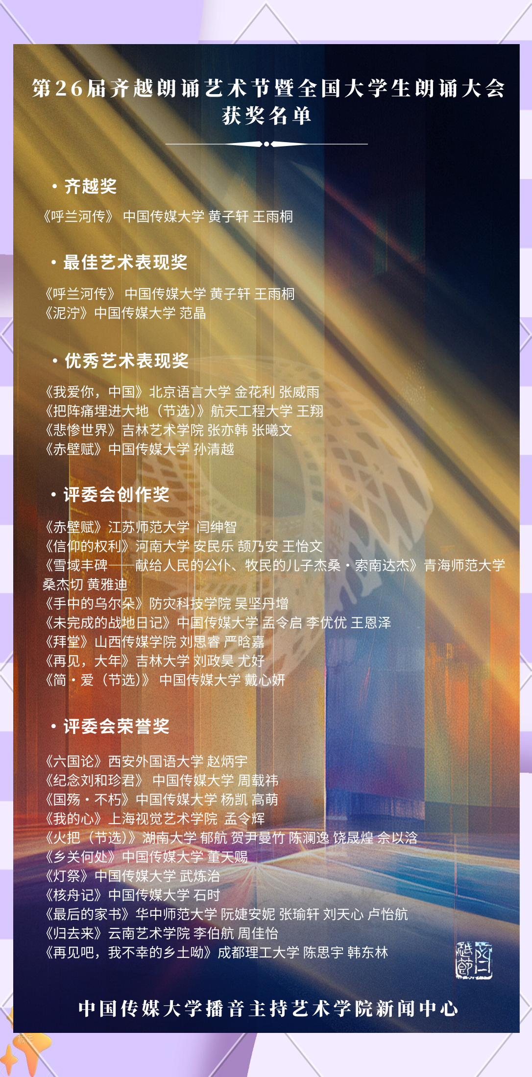 第26届齐越节获奖作品欣赏,哪部作品震撼了你?