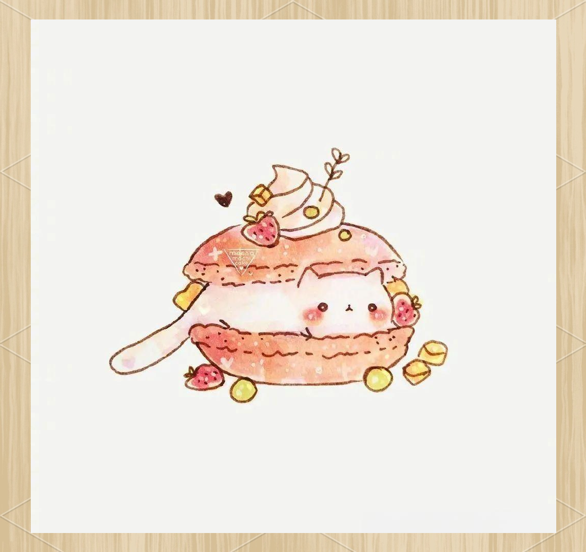 mochamochicake的水彩小插画:动物与食物的奇妙融合