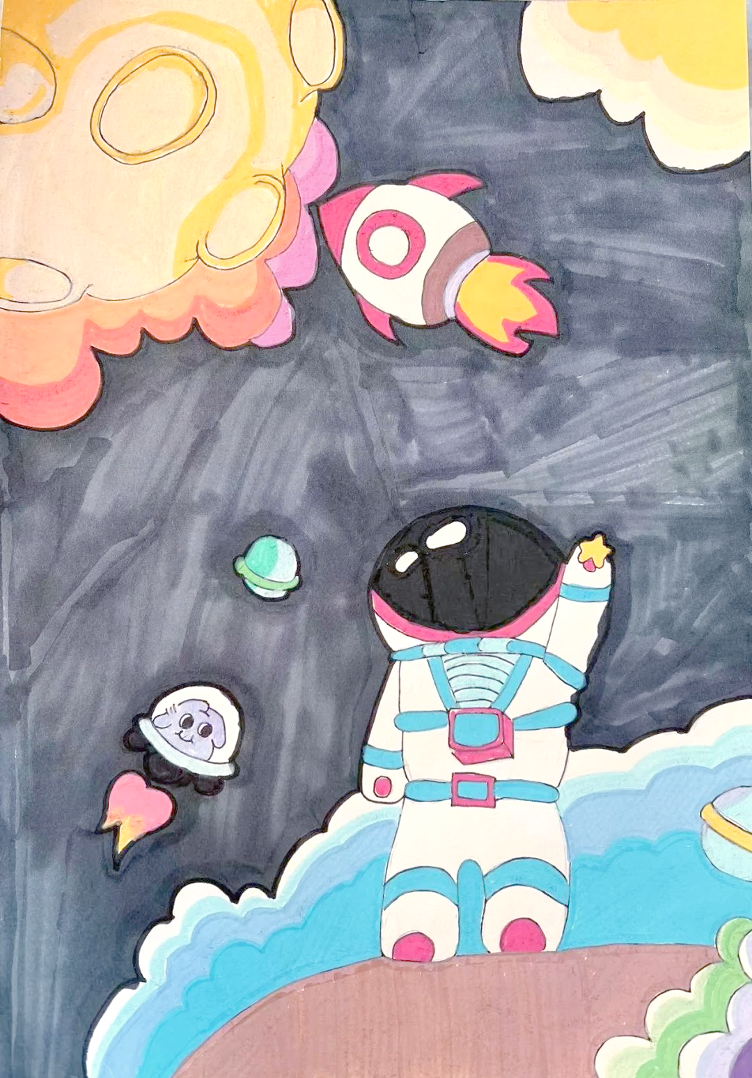 《太空人》儿童画作品欣赏与解读