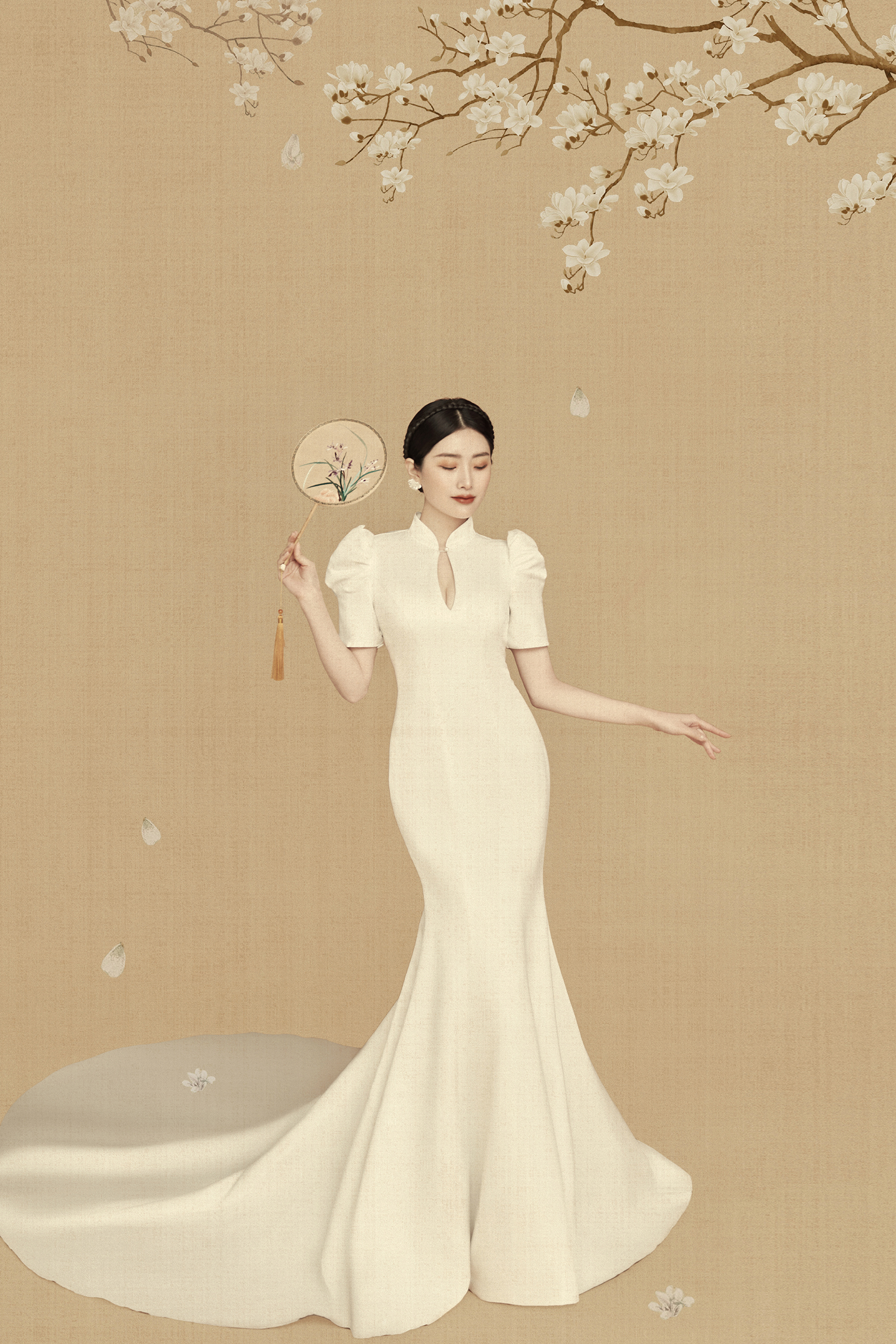 东方美学的意境,国风工笔画婚纱照