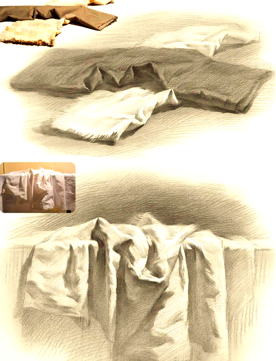 素描静物中衬布的绘制技巧详解