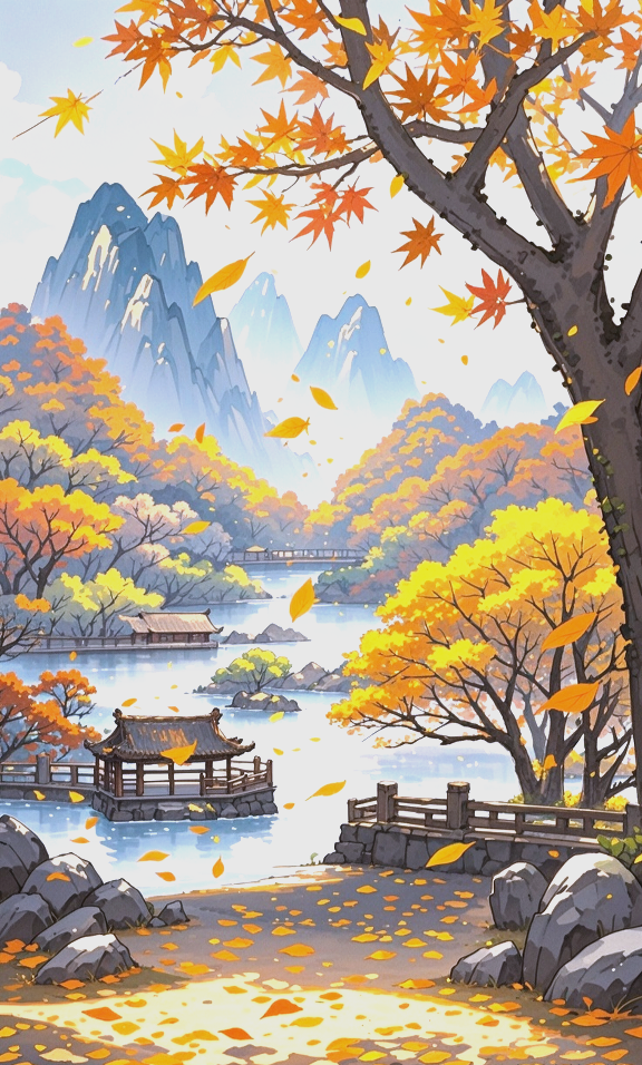 古风水墨画中的秋天风景,意境优美值得收藏学习