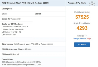 AMD新一代旗舰APU大曝光！16个Zen 5核心+192GB内存、首搭8065S集成显卡