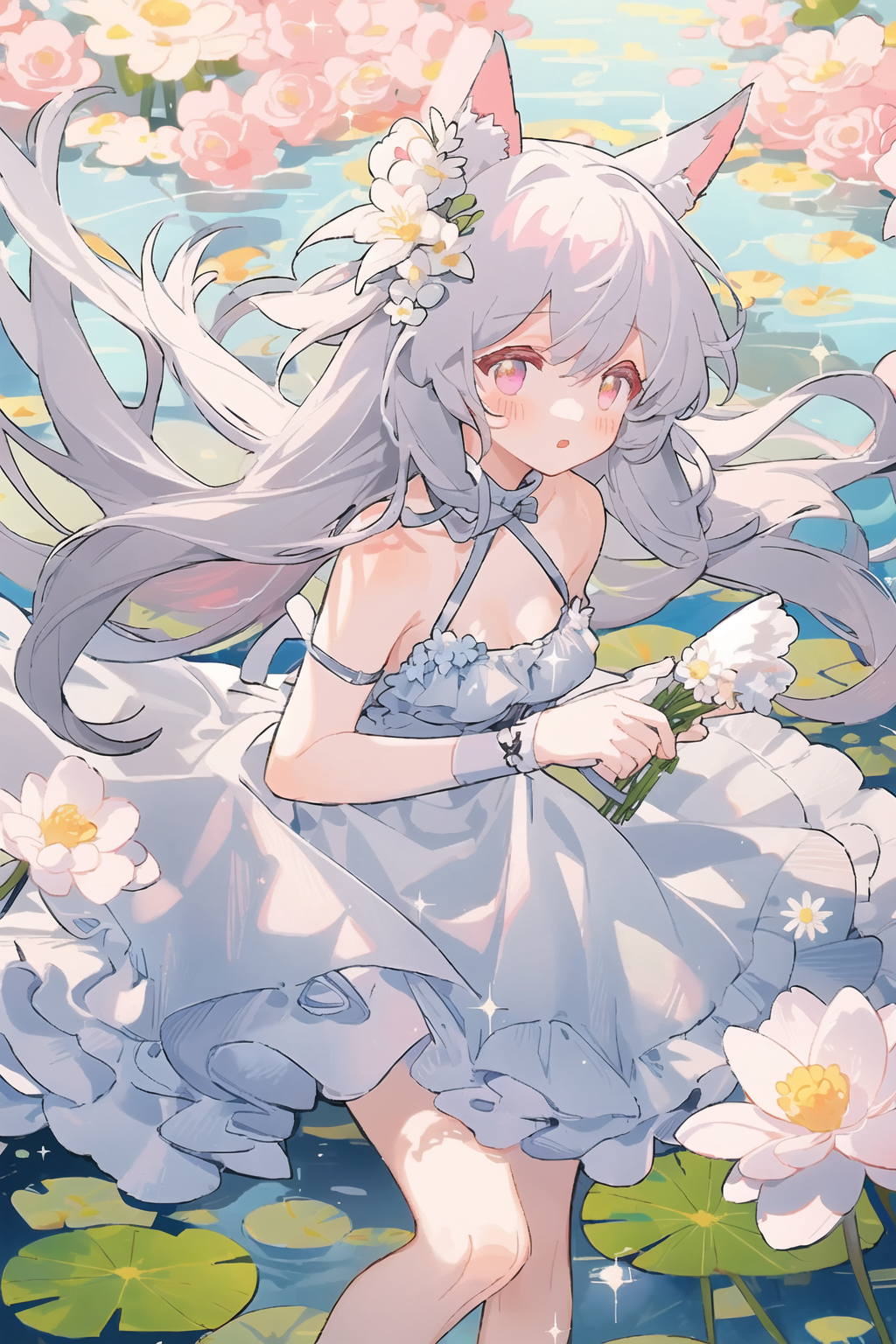 精灵般的二次元女孩:夏日莲花仙子