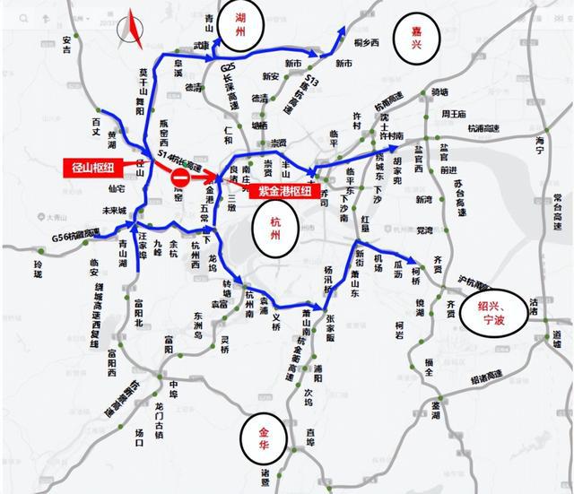 下周一开始,杭长高速径山枢纽至紫金港枢纽段有封闭施工!
