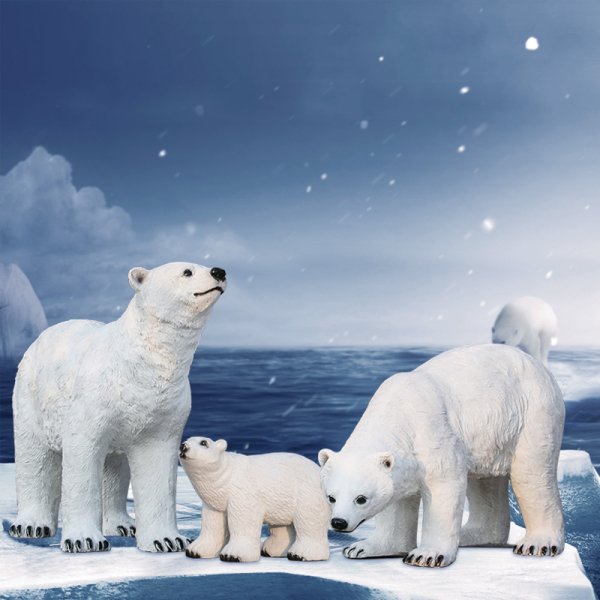 园林玻璃钢北极熊动物雕塑