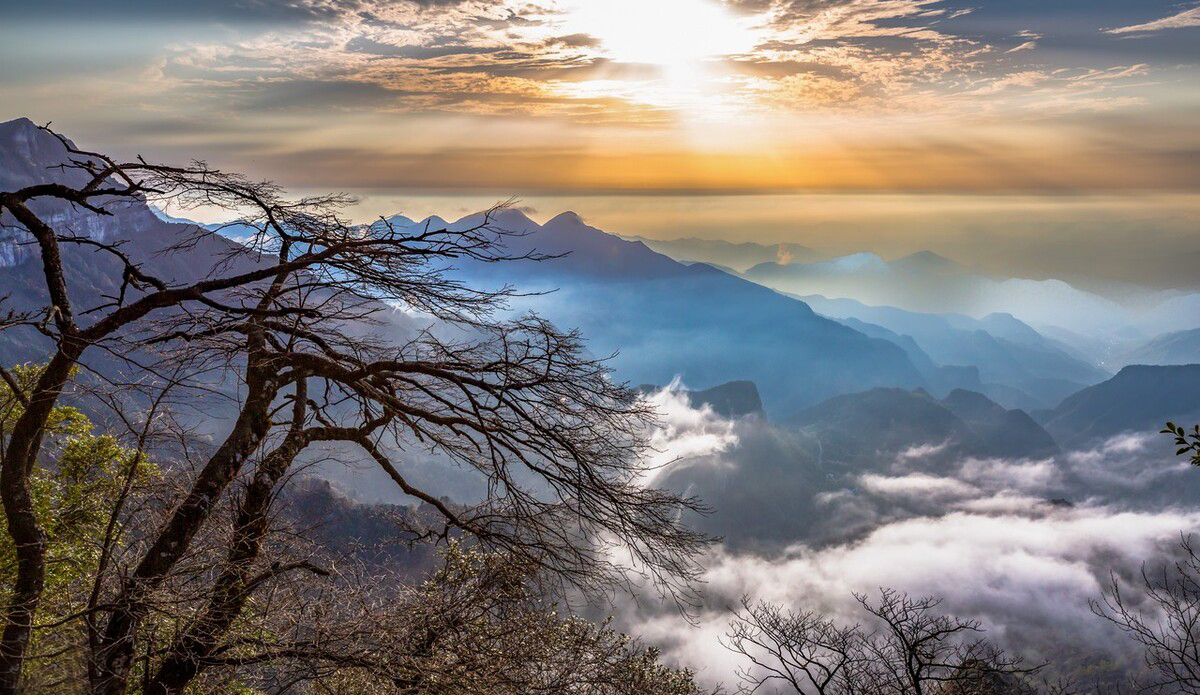 重庆金佛山:金佛晚霞瑰丽多彩,云海奇观壮美如画