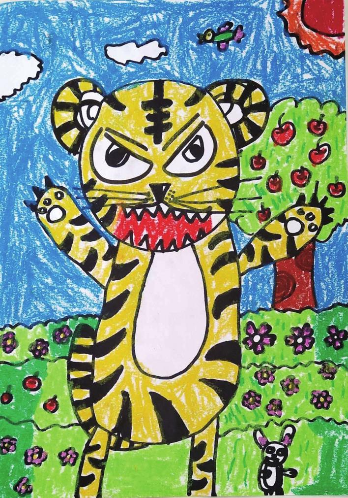 虎的艺术作品小学生图片