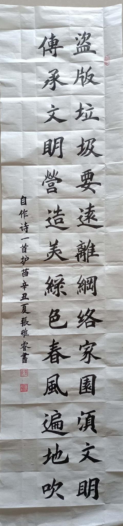 今日好书法(21)丨毛笔楷书自作诗《护苗》