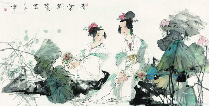 著名人物画家阳小毛水墨美女画作品欣赏