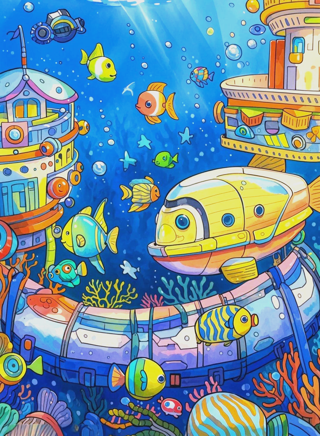 探索未来海底世界:一幅融合海洋与科技的超棒科幻画作