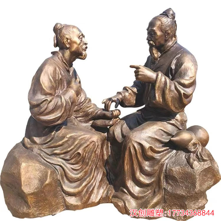 玻璃钢中医号脉雕塑 中医文化主题雕塑