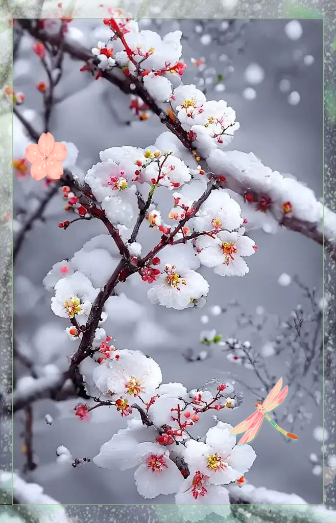 梅花与雪的诗意交融,描绘冬日美景与心境