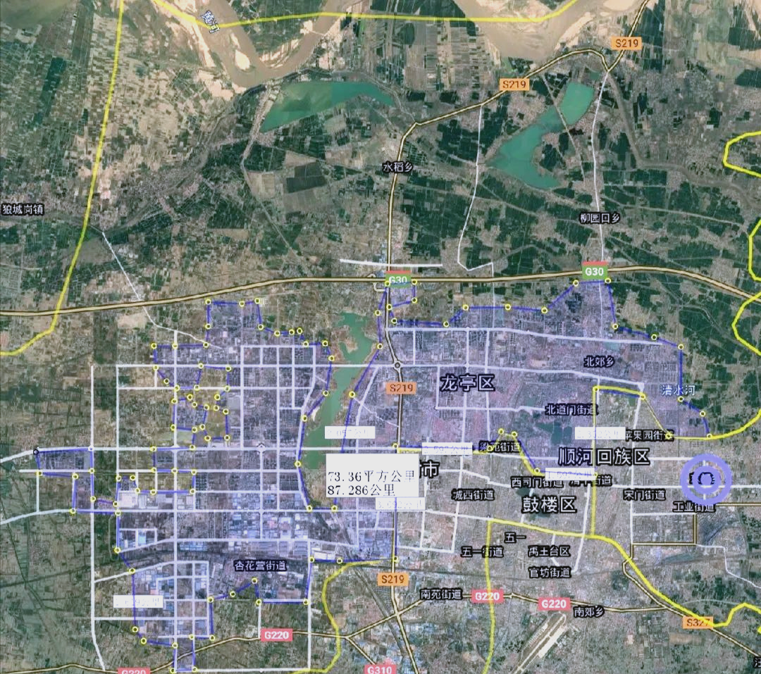开封市各区县建成区面积对比,哪个最大