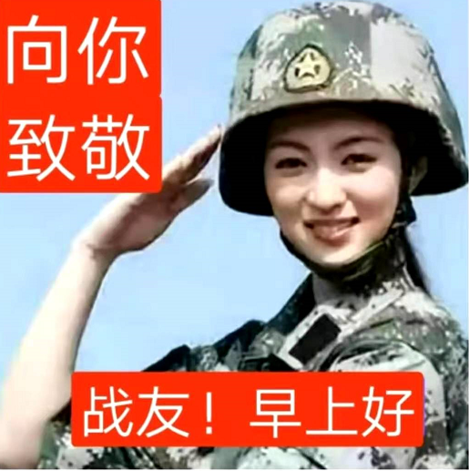 早上好朋友,战友们,老兵们早上好 最新敬礼军装早安问候表情图片 温馨