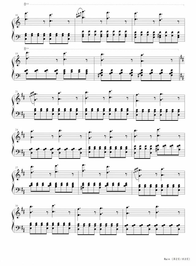 rain,钢琴曲,坂本龙一,曲谱分享