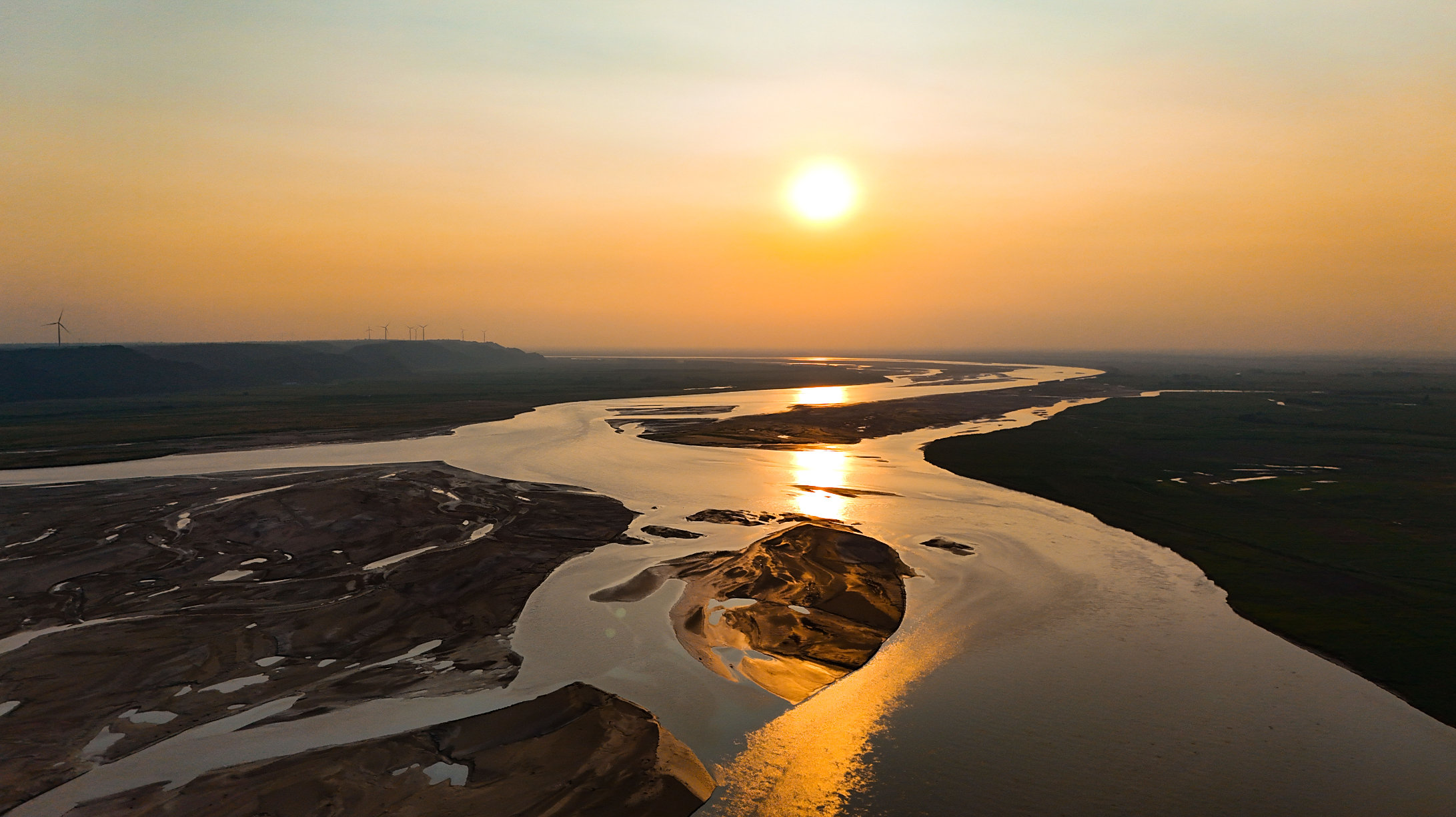 长河落日圆!来看夕阳下的黄河