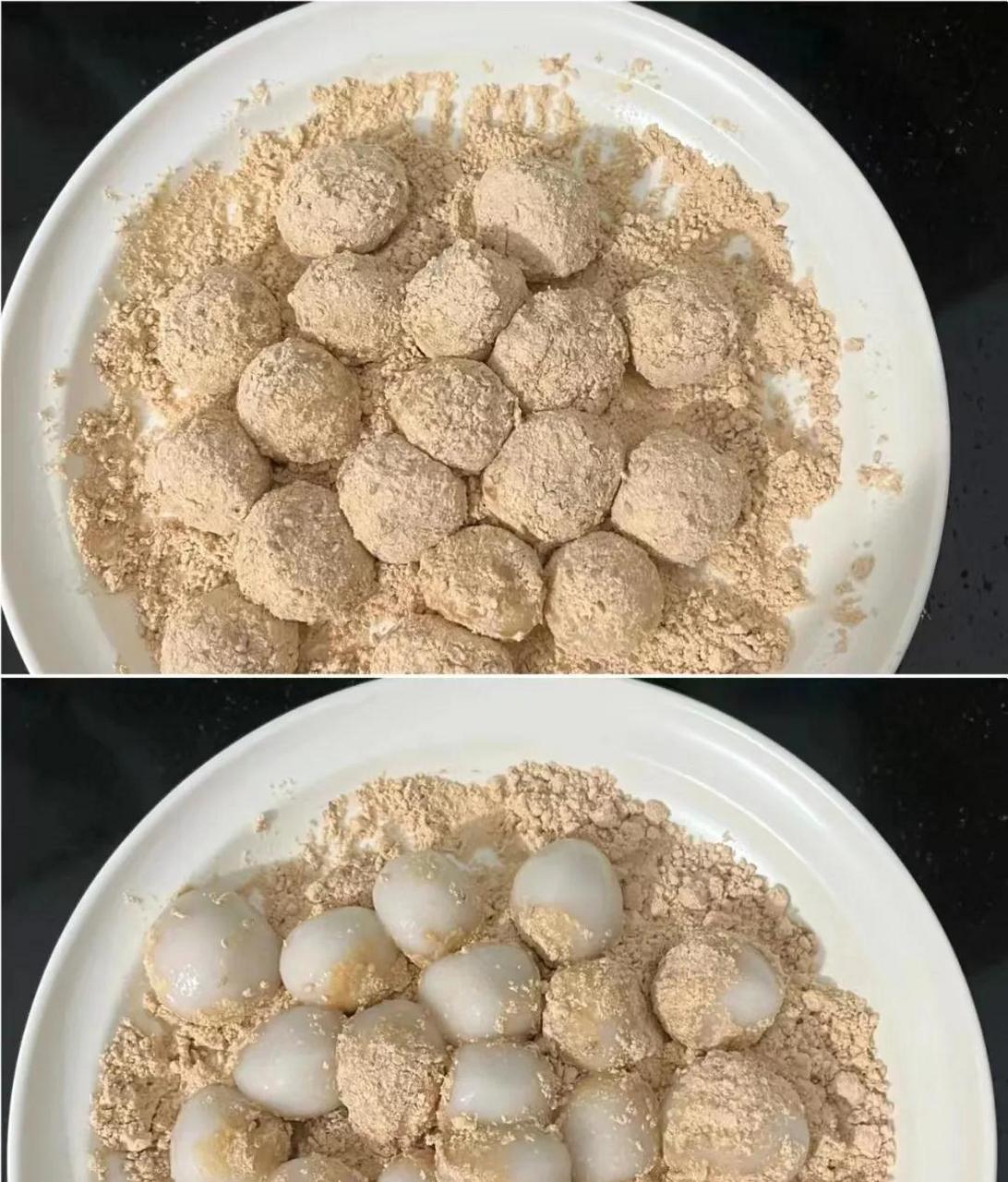 糯叽叽的黄豆粉小糍粑!