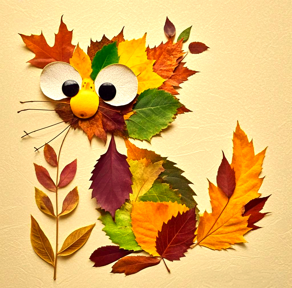 秋季树叶手工拼贴画:探索多种小动物系列,激发儿童创意绘画灵感