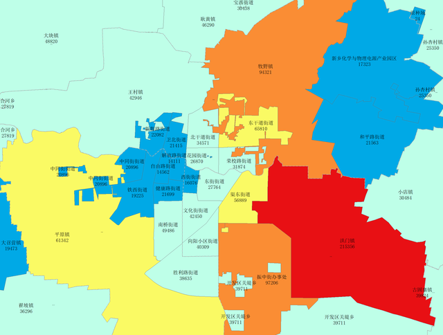 七普新鄉市各鄉鎮街道常住人口,一鎮超20萬,7鄉鎮超10萬