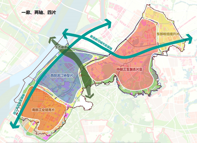雨花台区总体空间格局示意图