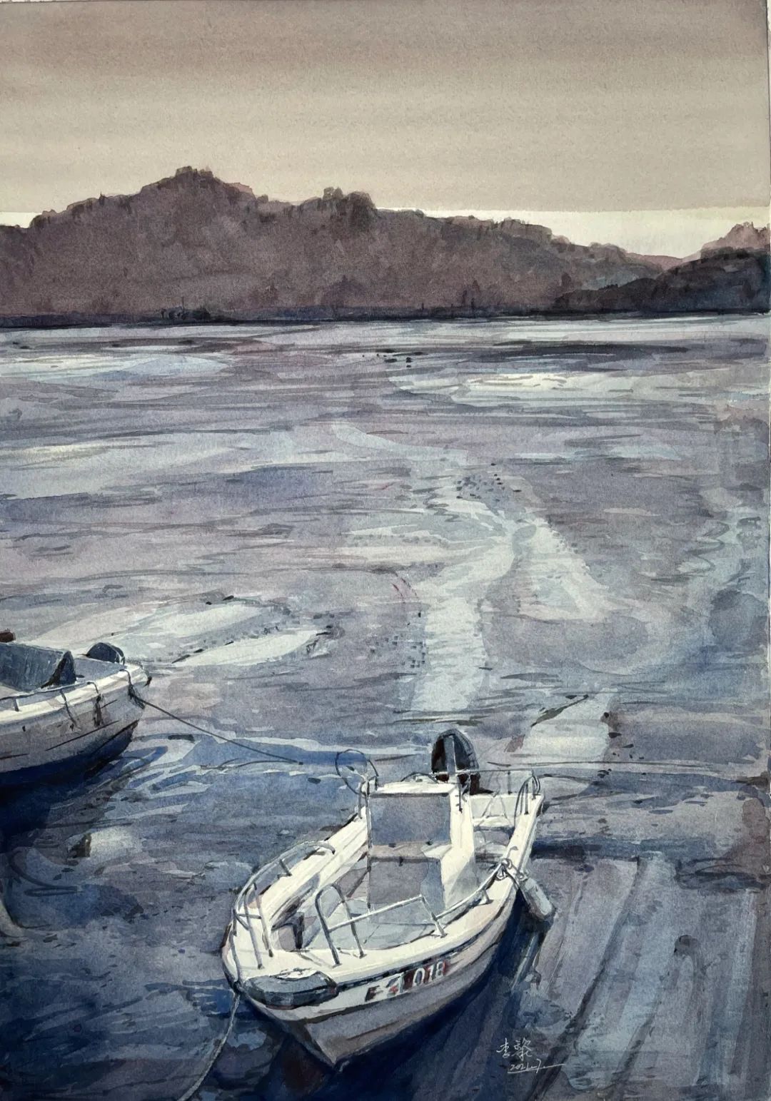 李黎 《归舟》 53cm x 34cm