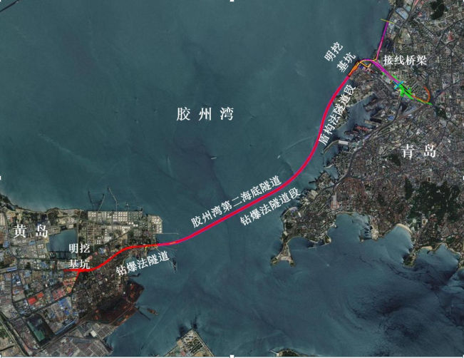 胶州湾海底隧道剖面图图片