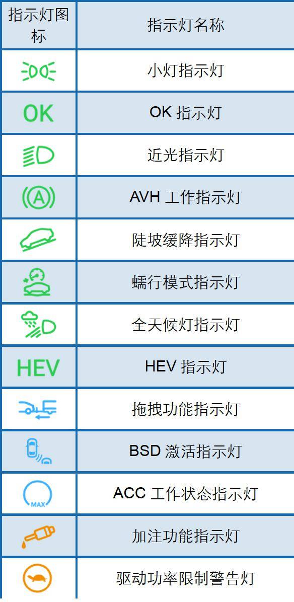 车亮灯标志图解 故障图片