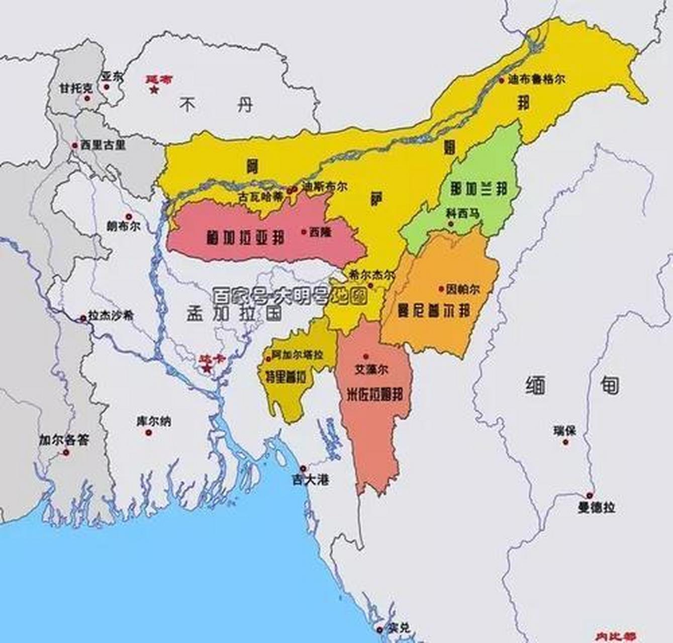 印度东北七邦,面积26万多平方千米,人口3885万人,包括阿萨姆邦,那加兰