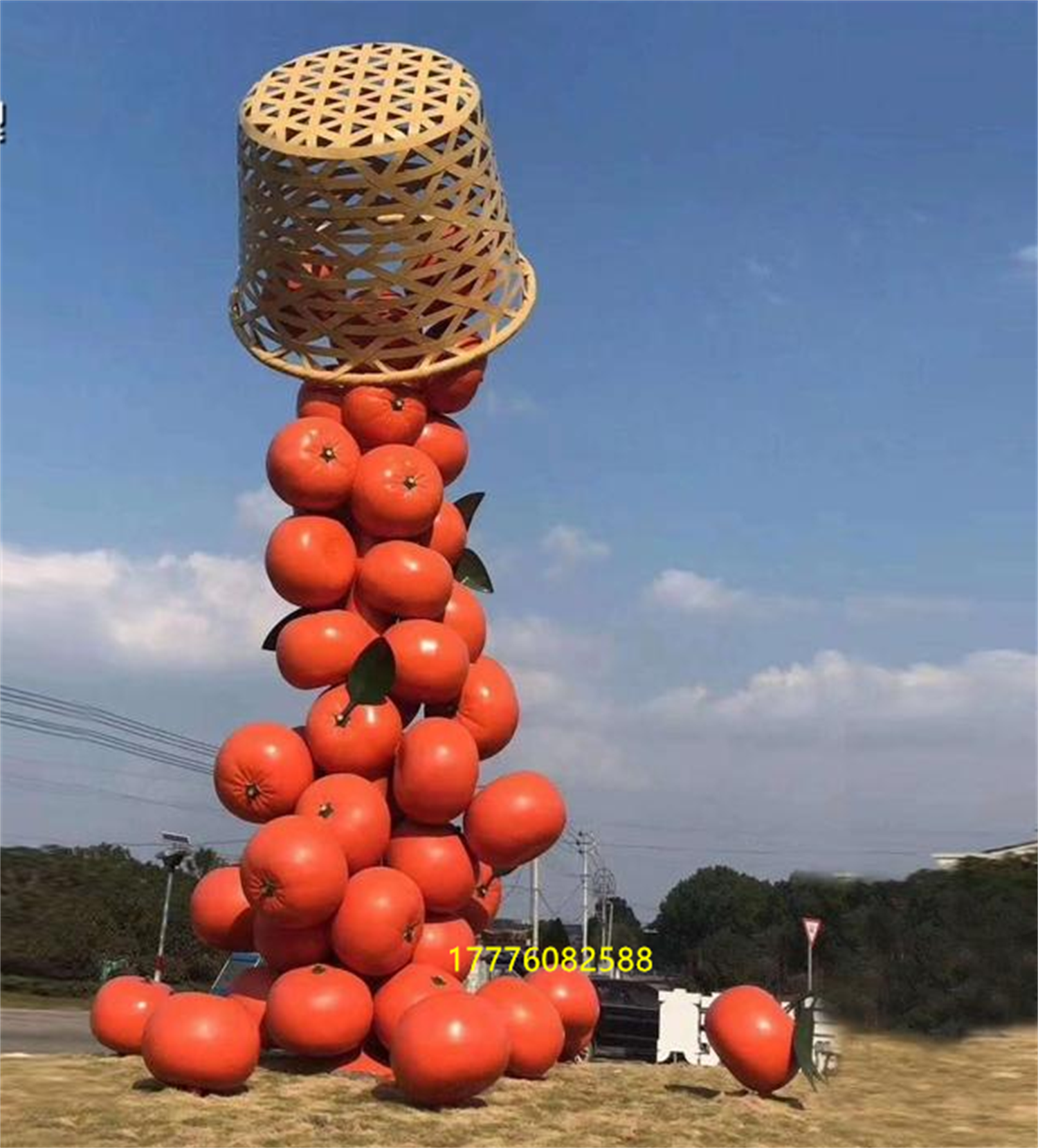 玻璃钢橘子雕塑卡通橘子模型雕像为果园生态农业的艺术品点缀装饰