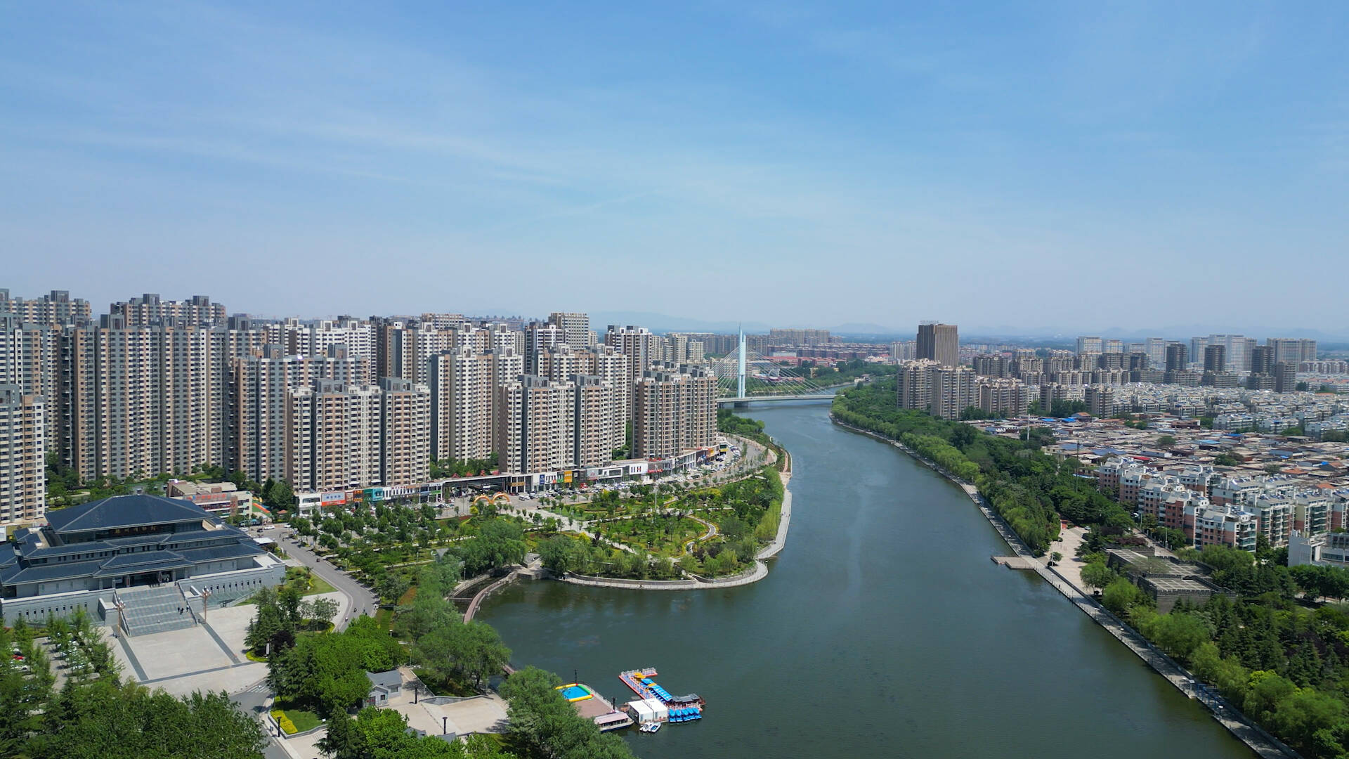 天蓝水绿空气好!滕州荆河风景美如画