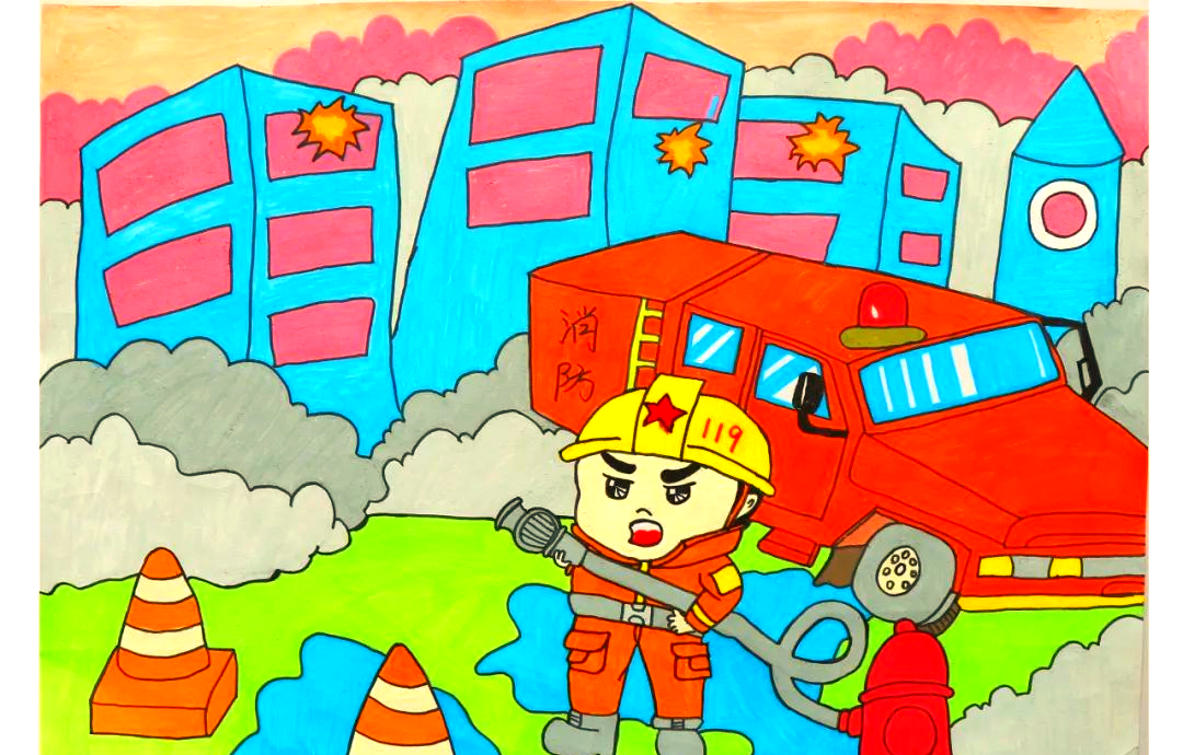 「蓝焰故事」张家口市幼儿组《我是小小消防员》绘画大赛优秀作品展示