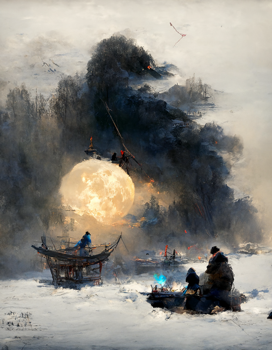 ai插画(月落乌啼霜满天,江枫渔火对愁眠)