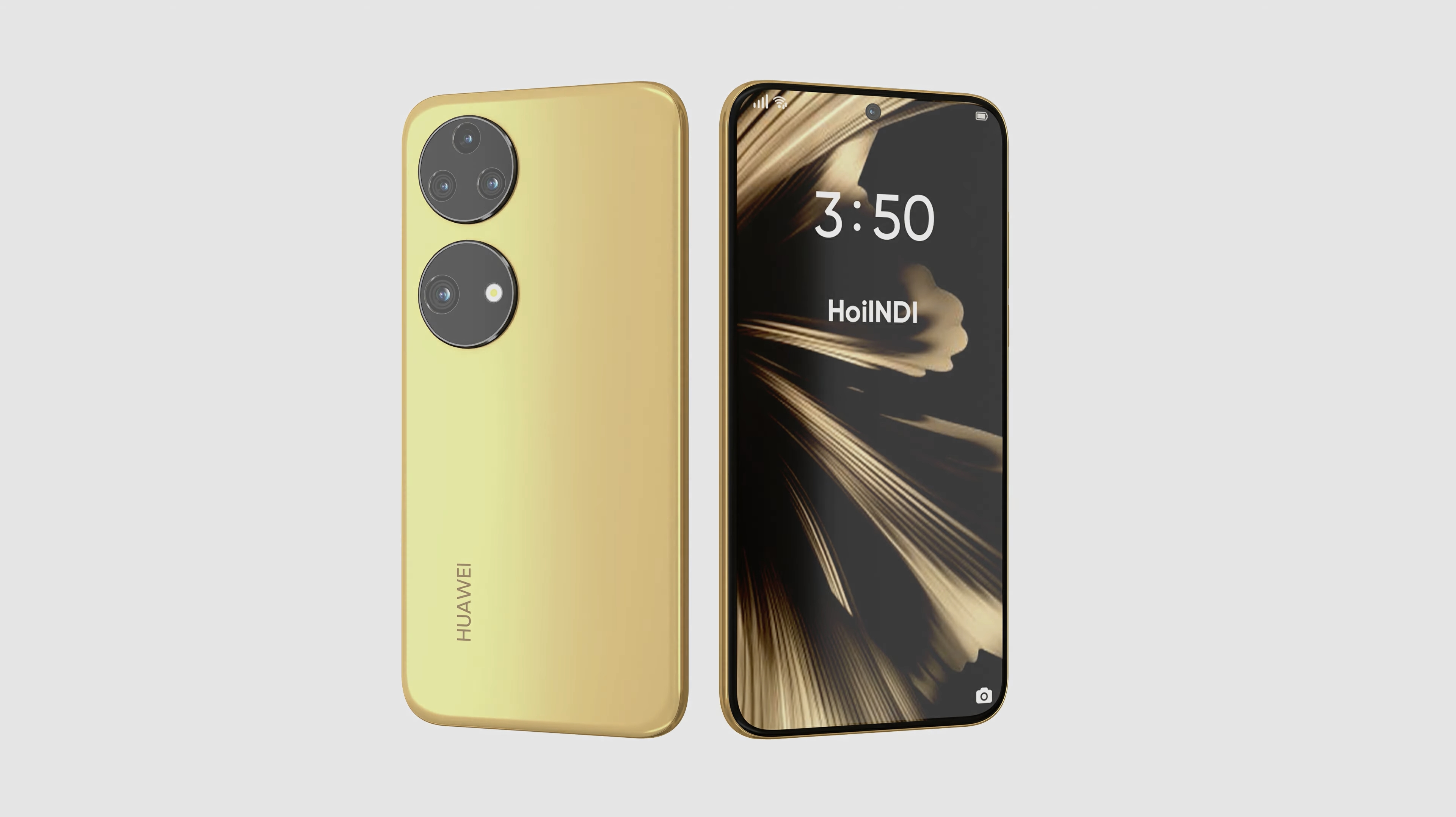 华为p60渲染图:环形四摄 土豪金配色,硬件配置全部拉满