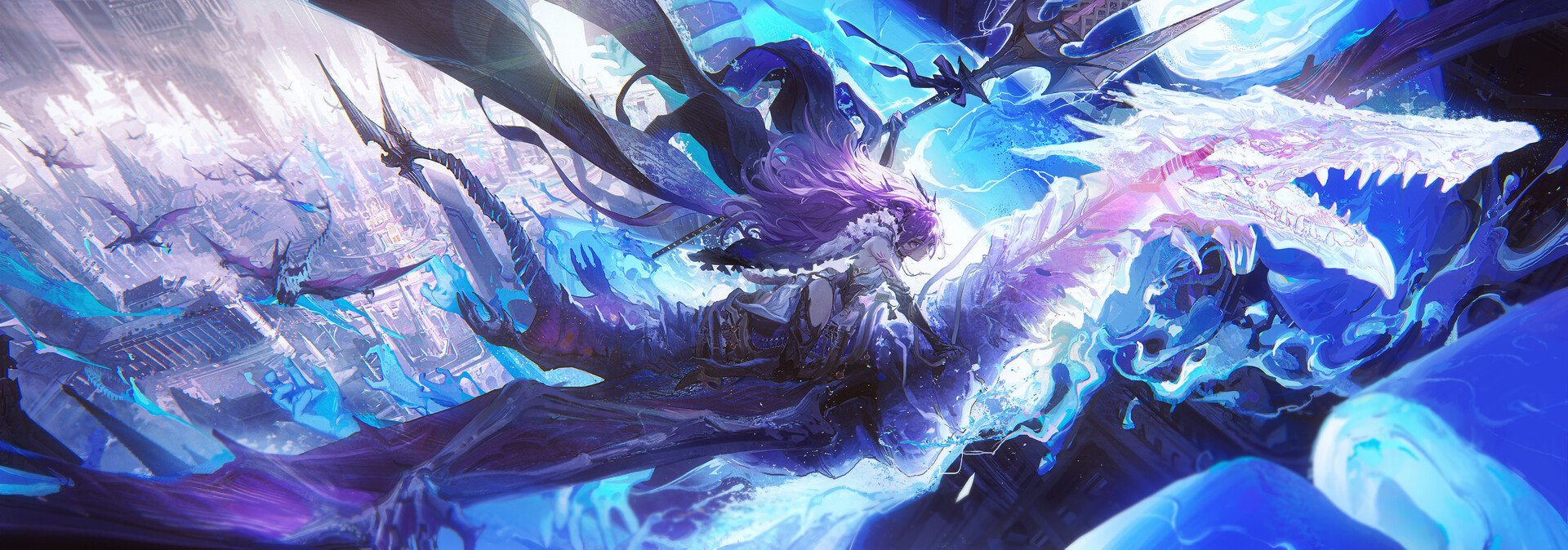 异世界奇幻风景,场景宏伟壮观,插画构图精妙,视觉效果非常棒