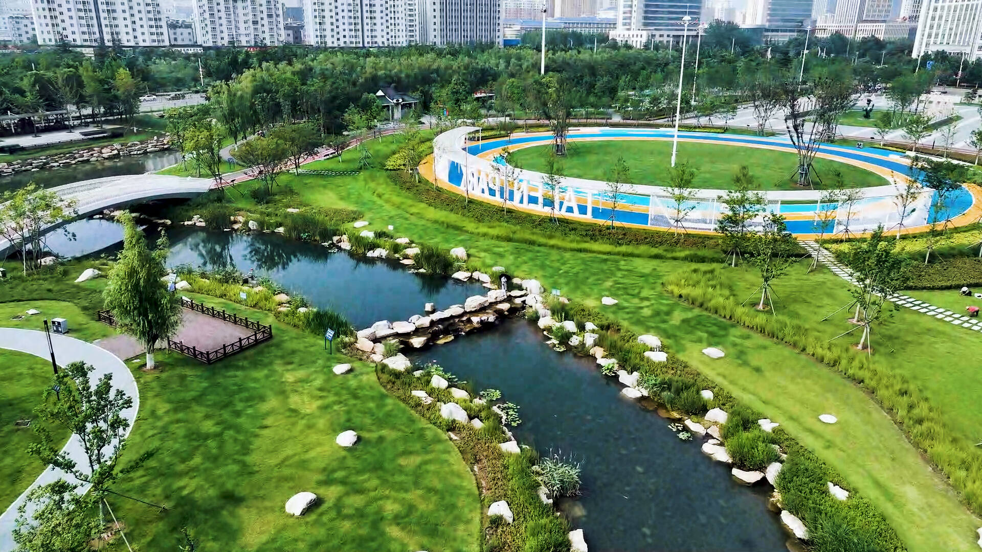 大雨洗尘埃 雨后枣庄人才公园草木青翠 空气清新