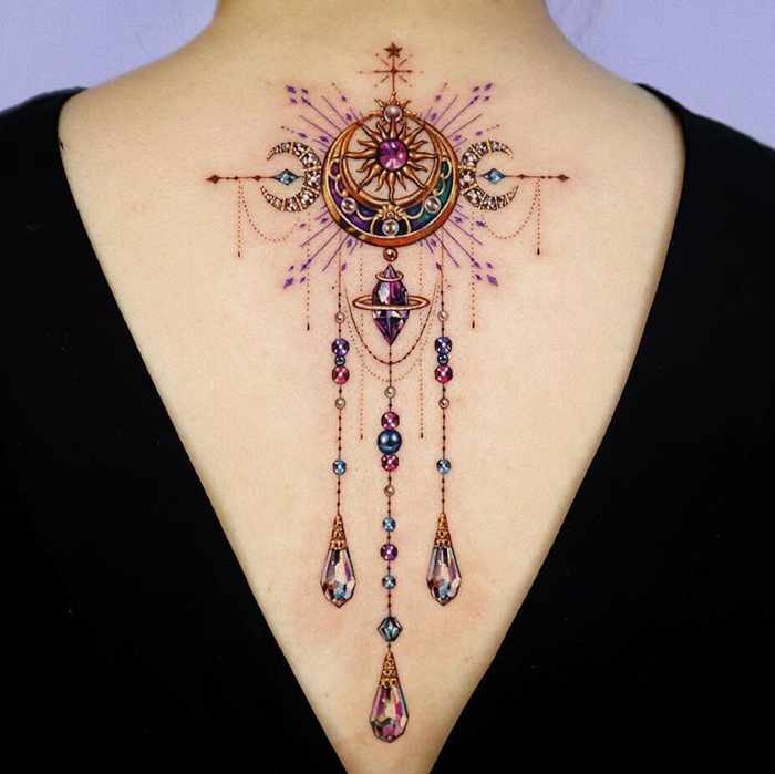 珠光宝气 花团锦簇 高端奢华金光闪闪精美纹身艺术作品(一)