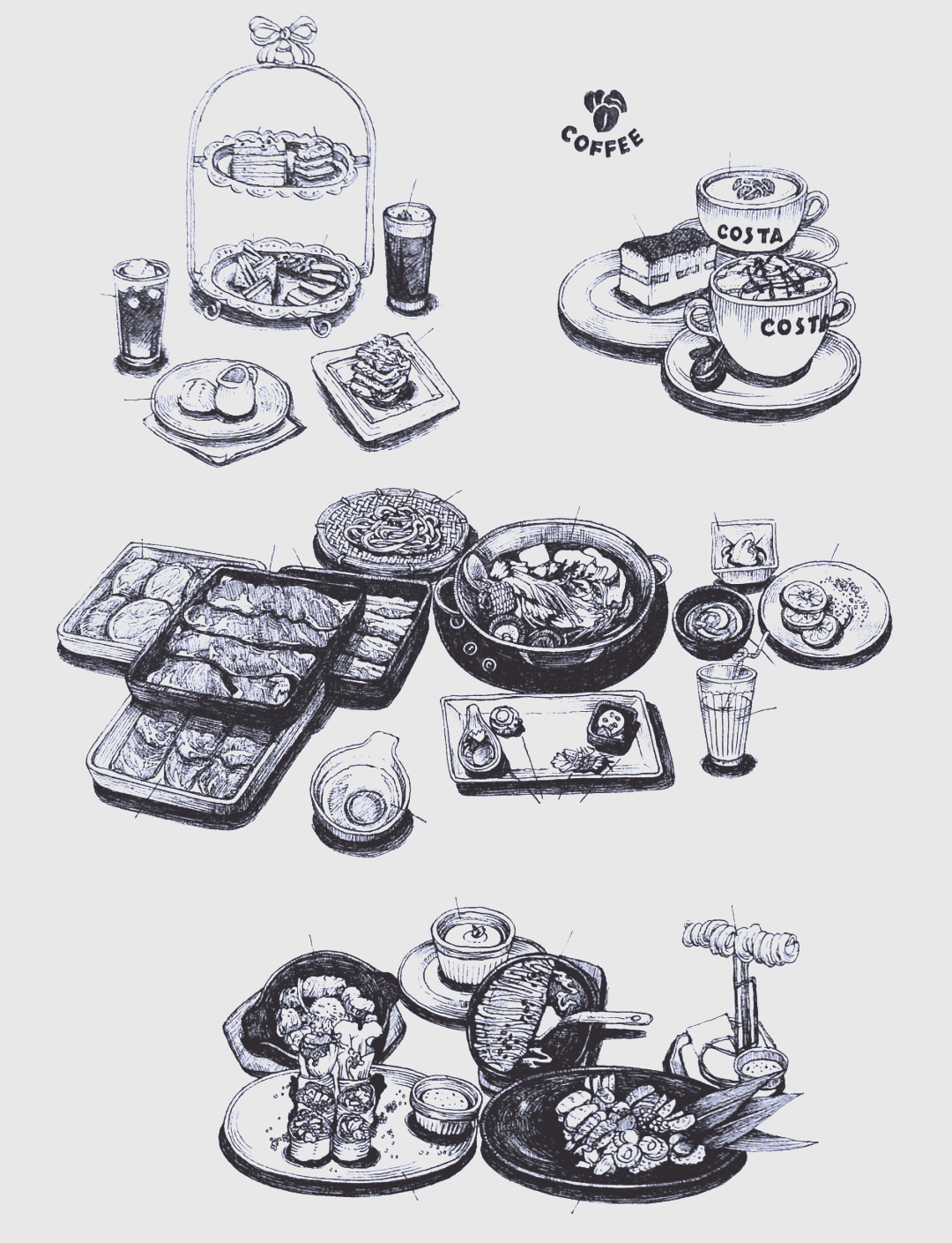 美食线稿插画:探索画饼充饥的奇妙世界