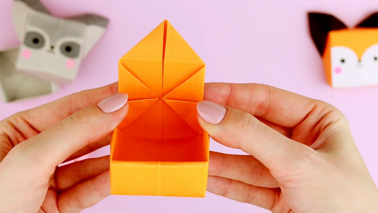 手工纸艺diy,带你学习如何折纸可爱的小动物收纳盒!
