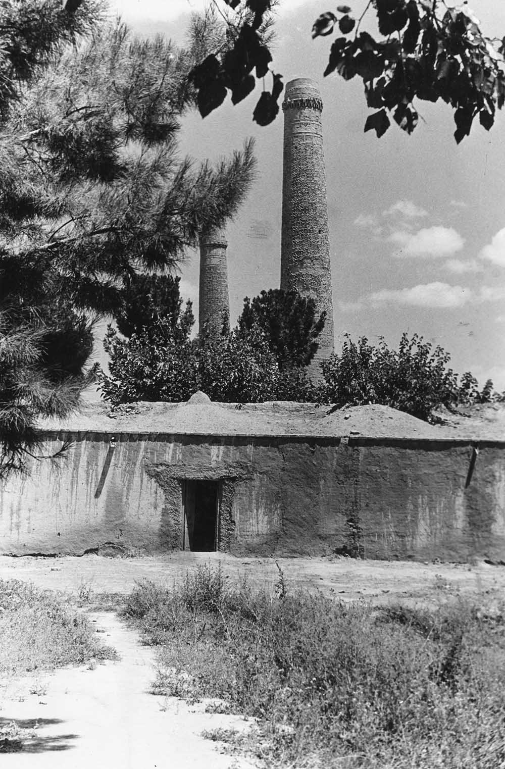 1960年,阿富汗赫拉特一所古老大学的一对尖塔.